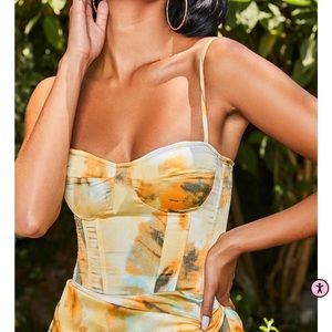 PLT Tie Dye Print Structured Corset Top